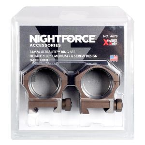 Nightforce Ultralite 34mm 6 Screw Medium Rings - A679